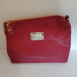 bebe Hot  PinkPebbled Zip Cross  Body Bag with Gold Plate